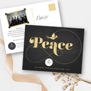 Golden Peace and Dove Snyggt Typography Business Helg Vykort