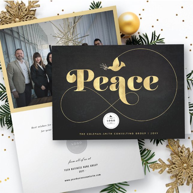Golden Peace and Dove Snyggt Typography Business Helgkort (Skapare uppladdad)