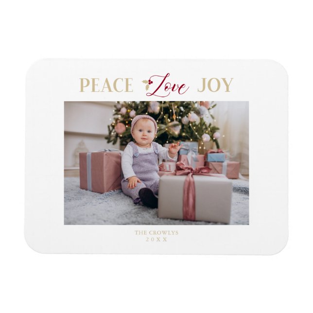 Golden Peace Kärlek Joy minimalistisk enkel jul Magnet (Horisontell)