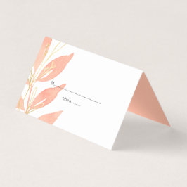 Golden Peach Watercolor Blommigt Bröllop Bord-kort Visitkort