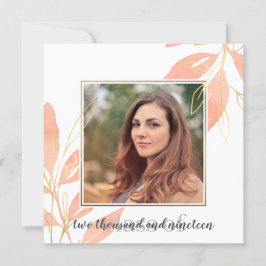 Golden Peach Watercolor Blommigt Studenten Inbjudningar