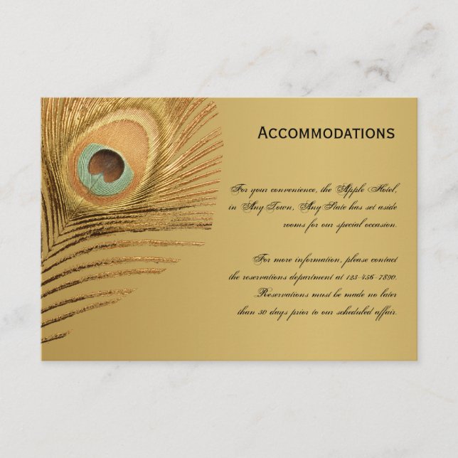 Golden Peacock-boskapskort Tilläggskort (Framsida)