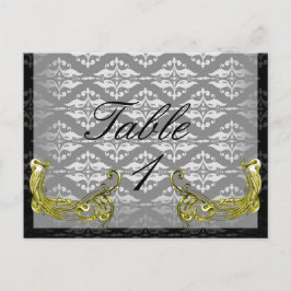 Golden Peacock Illustration Damask on Bordsnummer