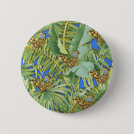 Golden Peacock Löv på Cerulean Blue Knapp