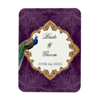 Golden Peacock & Swirls - Bröllop spara datum Magnet