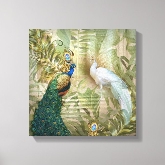 Golden Peacock Temple Dreams Collection Canvastryck (Framsida)