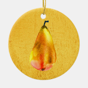Golden Pear Fruit art Julgransprydnad Keramik