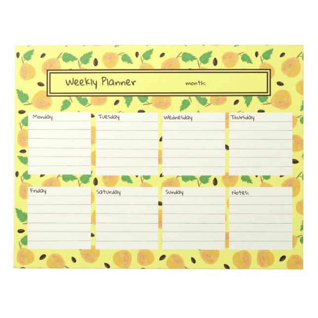 Golden Pears Collection Yellow Bright Planner Anteckningsblock (Framsida)