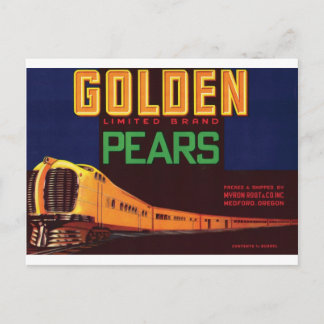 Golden Pears Medford Oregon Tåg Vintage Art Vykort