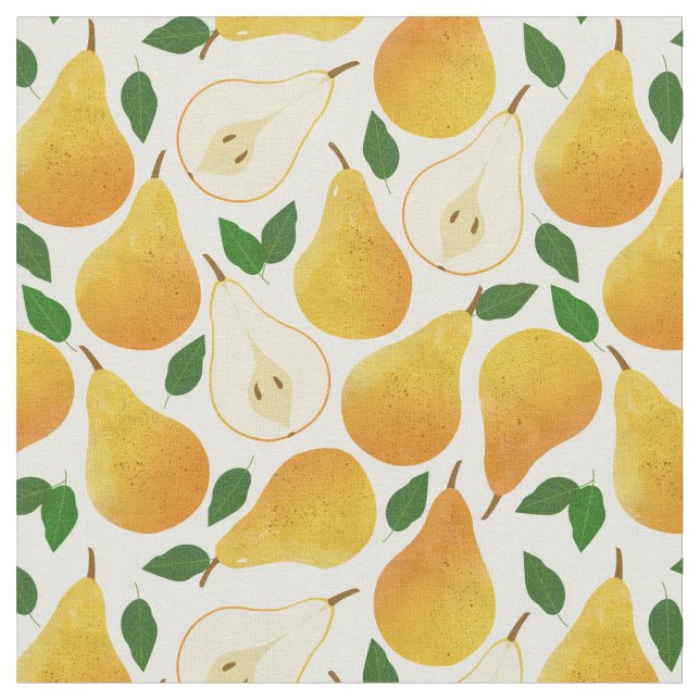 Golden Pears Mönster Tyg (Närbild)