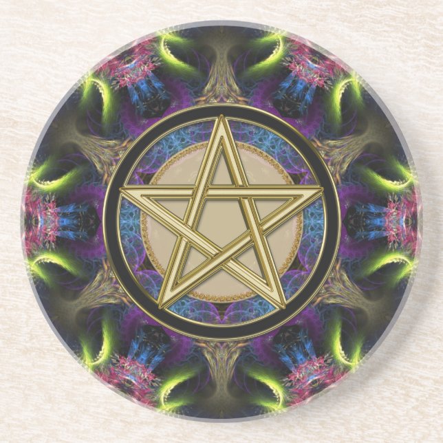 Golden Pentacle Magick Fractals Underlägg (Framsidan)