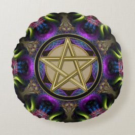 Golden Pentacle Magick Rund Kudde