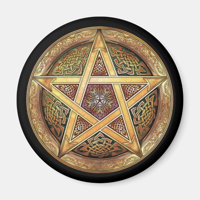 Golden Pentacle Round Magnet (Framsidan)
