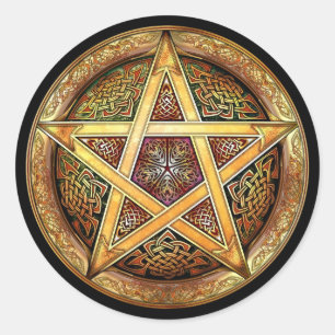 Golden Pentacle Stickers Runt Klistermärke