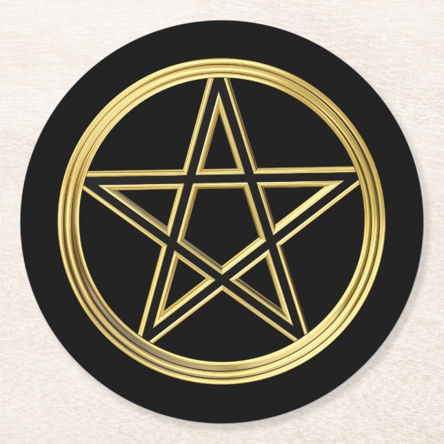 Golden pentagram underlägg papper rund (Framsidan)