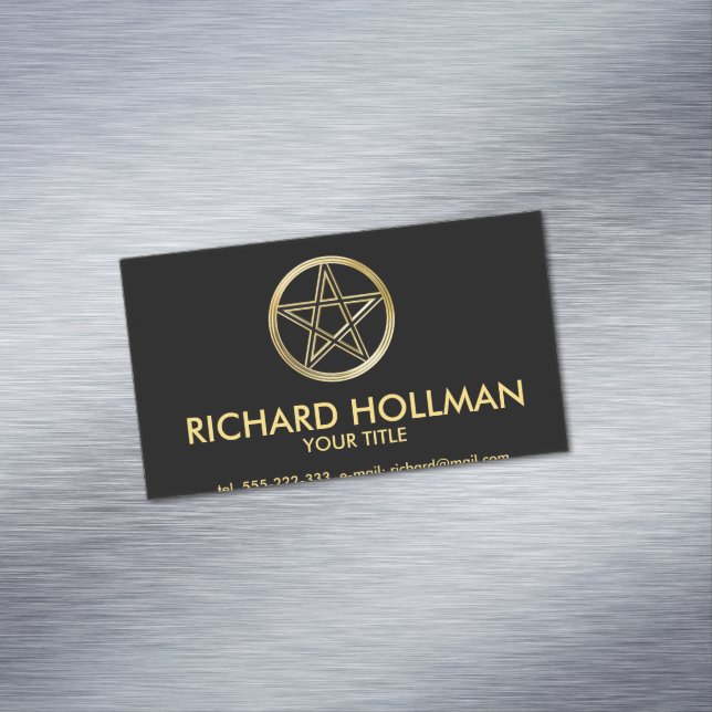 Golden pentagram visitkortmagnet (In Situ)