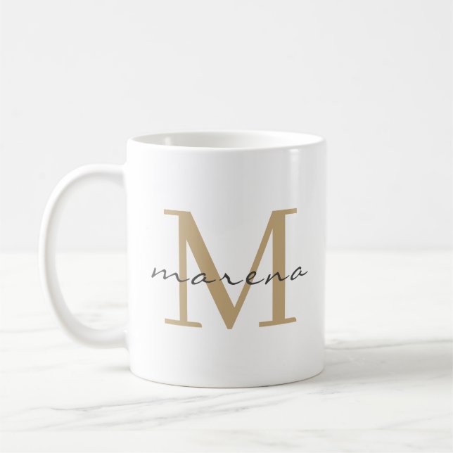 Golden personlig monogram med ditt namn kaffemugg (Vänster)