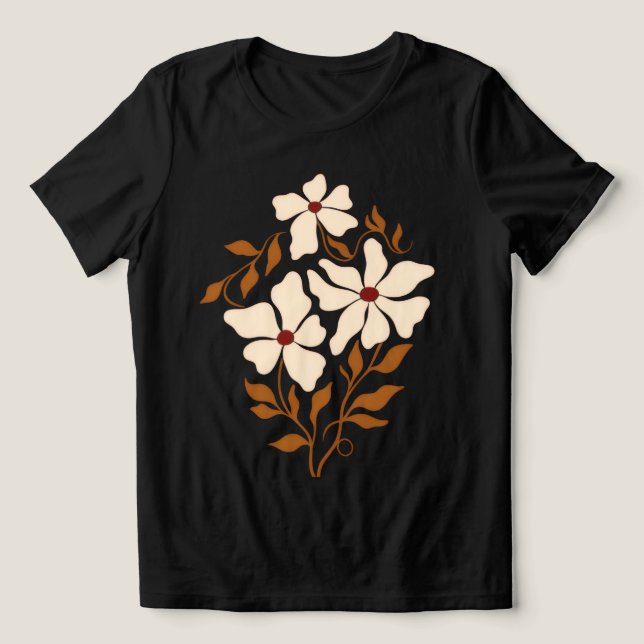 Golden Petal Dam Tröja Abstrakt Blommig T‑Shirt (Design Framsida)