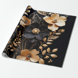 Golden Petals: Blommigt på Black Presentpapper