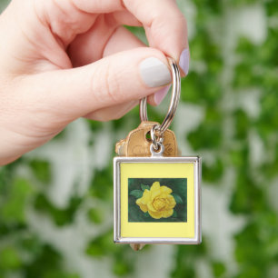 Golden Petals Keychain Fyrkantig Silverfärgad Nyckelring