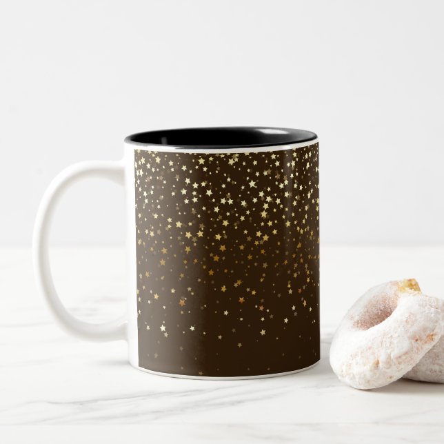 Golden Petite Stars Coffee Mugg-Brown Två-Tonad Mugg (Med munk)