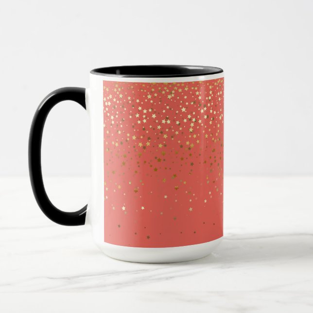 Golden Petite Stars Two-Tone Coffee Mugg-Coral Mugg (Vänster)