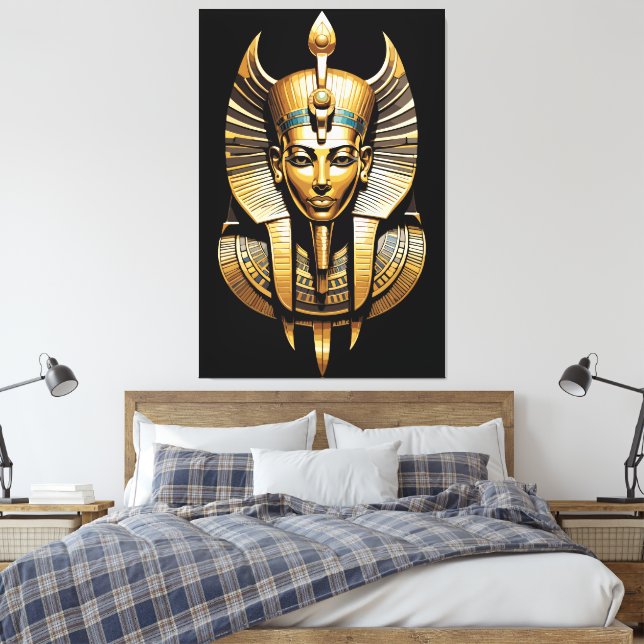 Golden Pharaoh i Regal Headdress Art Canvastryck (Insitu (sovrum))