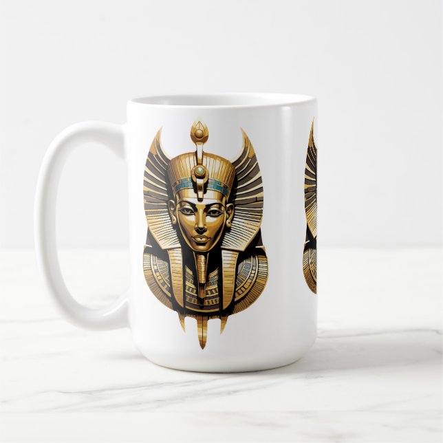 Golden Pharaoh i Regal Headdress Art Kaffemugg (Vänster)
