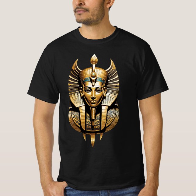 Golden Pharaoh i Regal Headdress Art T Shirt (Framsida)