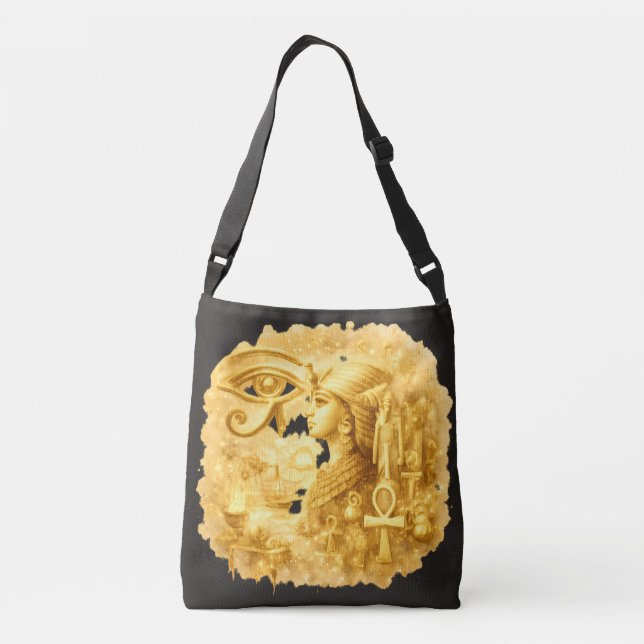 Golden Pharaonic Queen Ancient Egyptian Art Axelväska (Baksida)