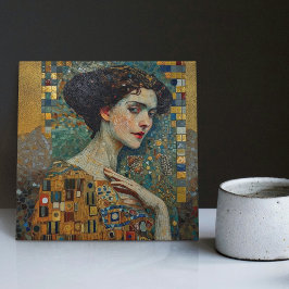 Golden Phase Gustav Klimt Mosaic Edwardian Woman C Kakelplatta
