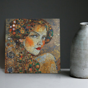 Golden Phase Gustav Klimt Mosaic Edwardian Woman Kakelplatta