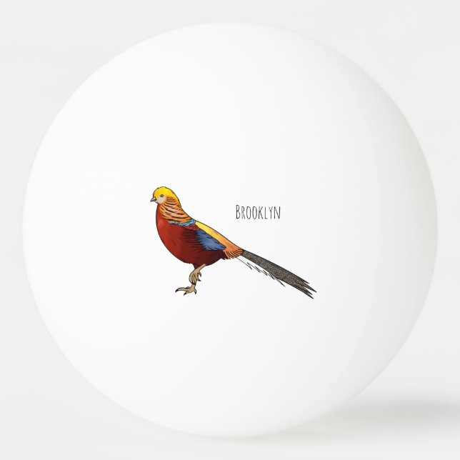 Golden pheasant bird cartoon illustration pingisboll (Framsidan)