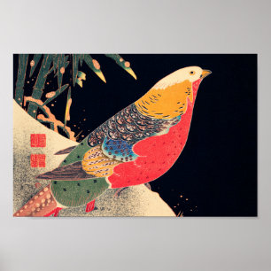 Golden Pheasant i Snö av Ito Jakuchu Poster
