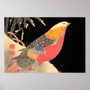 Golden Pheasant i Snö Itô Jakuchű bird art Poster