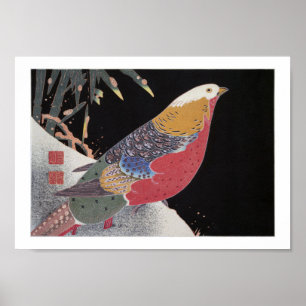 Golden Pheasant i Snö, Jakuchū Poster