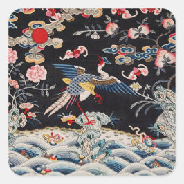 Golden Pheasant & Quing Dynasty /imperial China Fyrkantigt Klistermärke