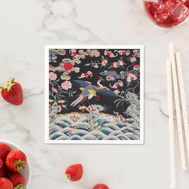 Golden Pheasant & Quing Dynasty /imperial China Pappersservett (Insitu)