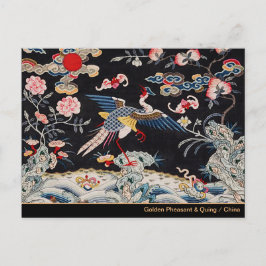 Golden Pheasant & Quing Dynasty /imperial China Vykort