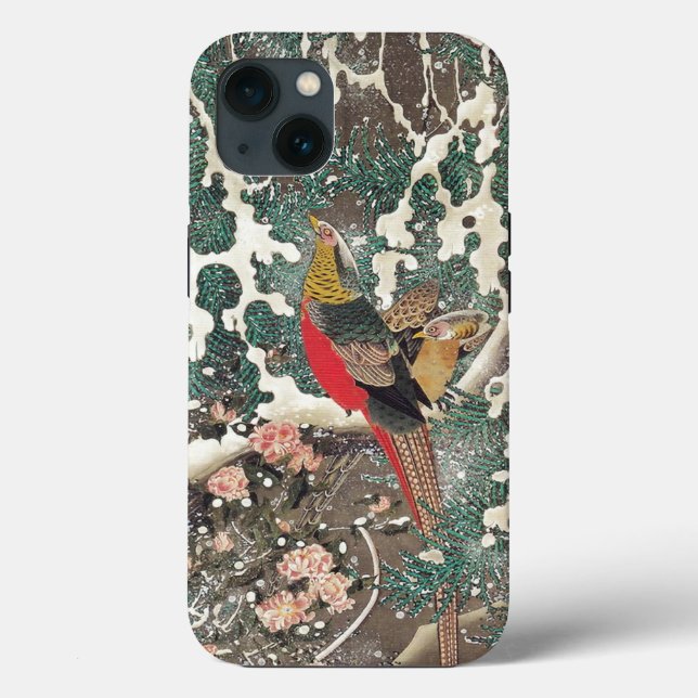Golden Pheasants i Snö av Ito Jakuchu (Baksida)