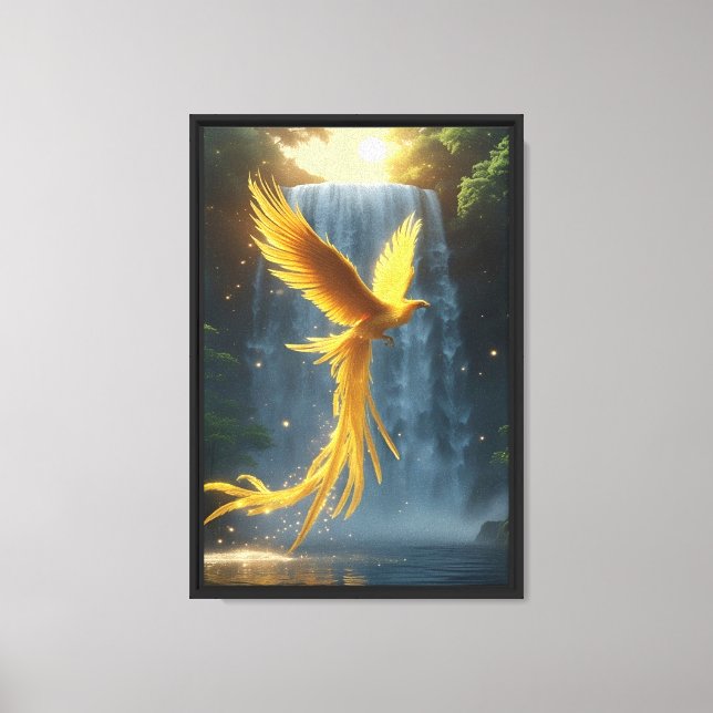 Golden Phoenix av Waterfall Canvastryck (Framsida)