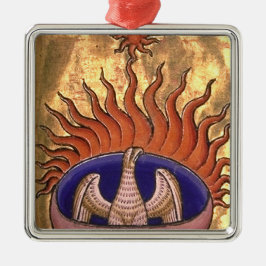 Golden Phoenix Bird Stigning från flamman Julgransprydnad Metall