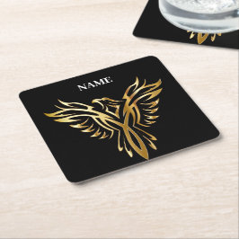 Golden phoenix, elegans underlägg papper kvadrat