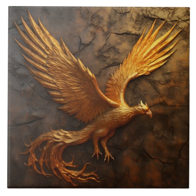 Golden Phoenix på stenkeramikplattan Kakelplatta (Framsidan)