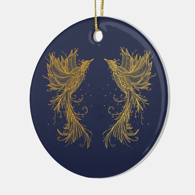 Golden Phoenix Twillingars blue Ceramic Ornament (Vänster)
