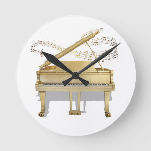 Golden Piano Clock Rund Klocka