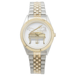 Golden Piano Ornament Dekorativ kudde Glass Underl Armbandsur