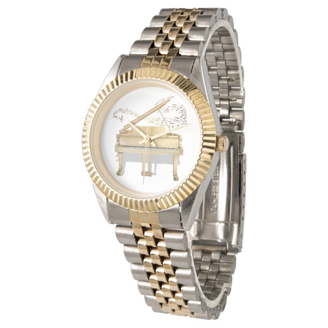 Golden Piano Ornament Dekorativ kudde Glass Underl Armbandsur (Vinklad)