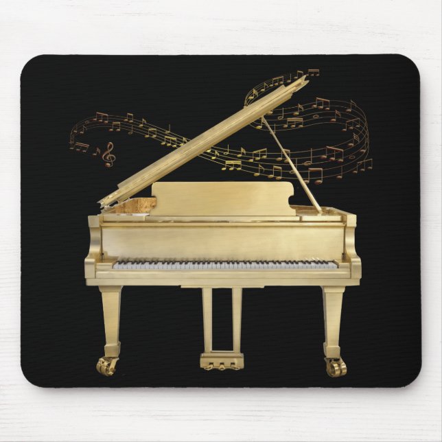 Golden Piano på svarta musslor Musmatta (Framsidan)