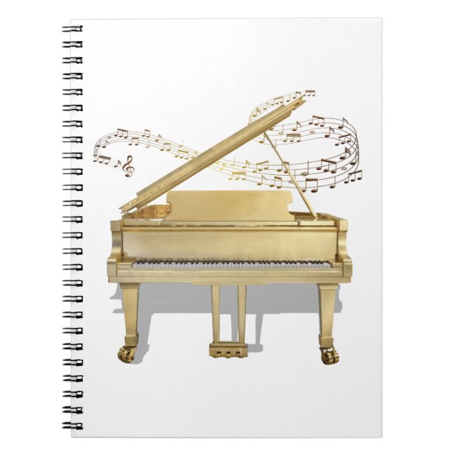 Golden Piano Spela Music Spiral bärbar dator Anteckningsbok (Framsidan)